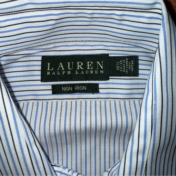 Lauren Ralph Lauren White w/ Blue Pinstripes - 16.5 in - Picture 2 of 7